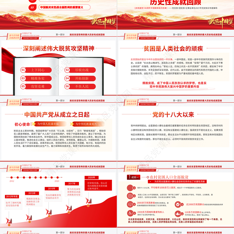 弘扬脱贫攻坚精神PPT红色大气中国精神谱系巩固拓展脱贫成果专题党政党课课件