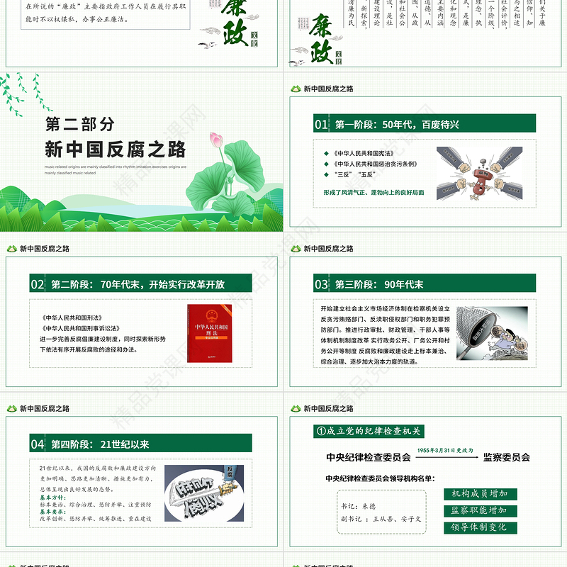 2021反腐倡廉纠风整纪PPT清新中国风党员干部清廉廉洁廉政党课课件