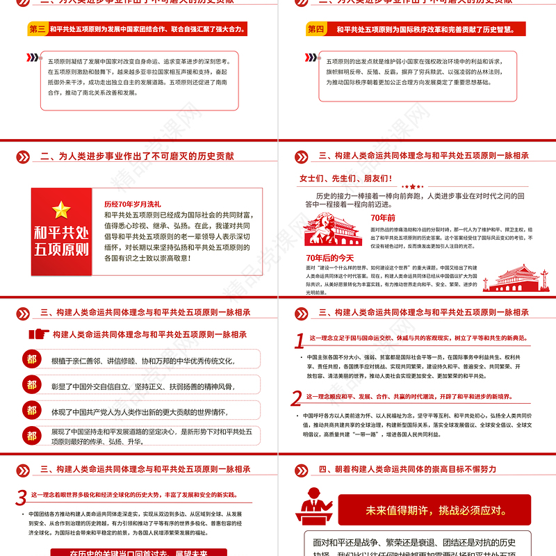 大气精美2024在和平共处五项原则发表70周年纪念大会上的重要讲话PPT