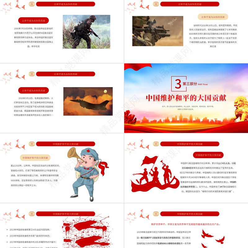 国际和平日PPT红色党政风铭记历史珍爱和平忠诚于党专题课件模板