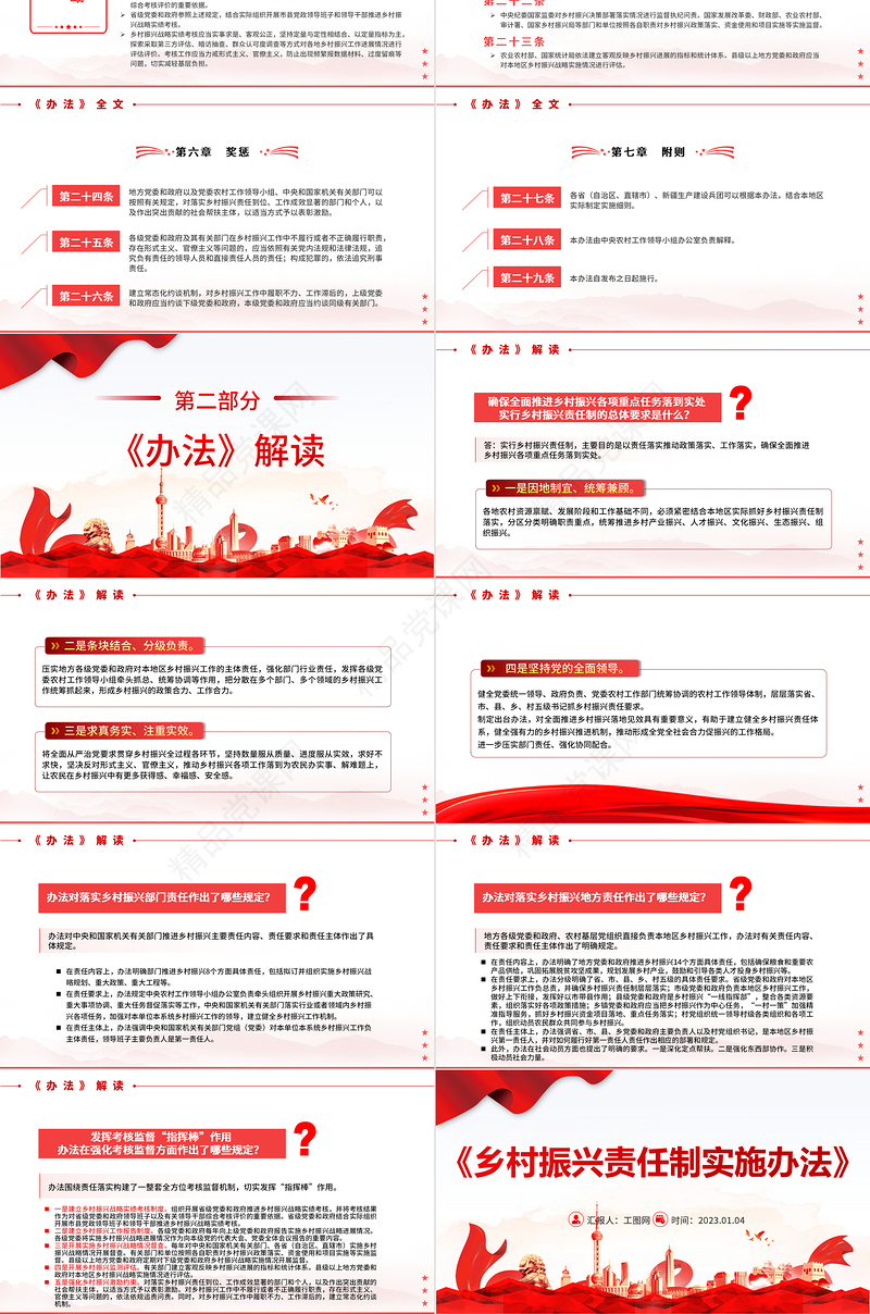 乡村振兴责任制实施办法PPT简约党政风学习解读《乡村振兴责任制实施办法》专题课件