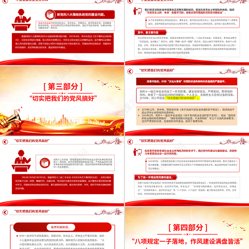 简洁风党史上的作风建设PPT作风建设永远在路上党课下载