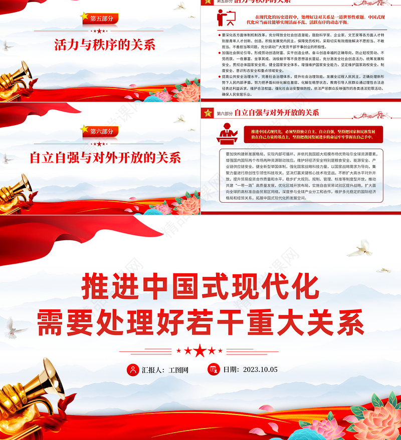 推进中国式现代化需要处理好若干重大关系PPT党政风简约总书记重要讲话党课课件