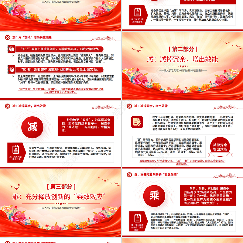 简洁风政府工作报告里的“加减乘除”党课PPT课件