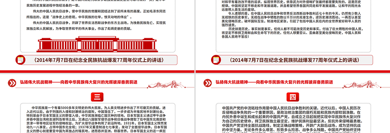 党政风弘扬伟大抗战精神PPT总书记重要论述汇总课件