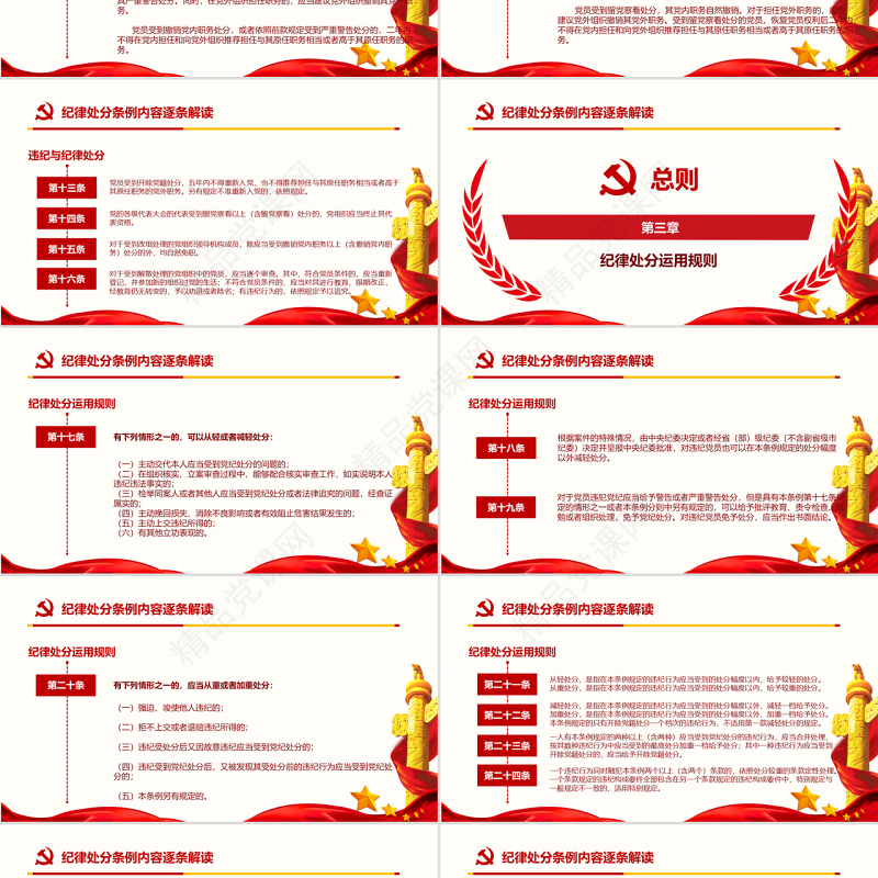 红色中国共产党纪律处分条例党课宣传学习ppt模板