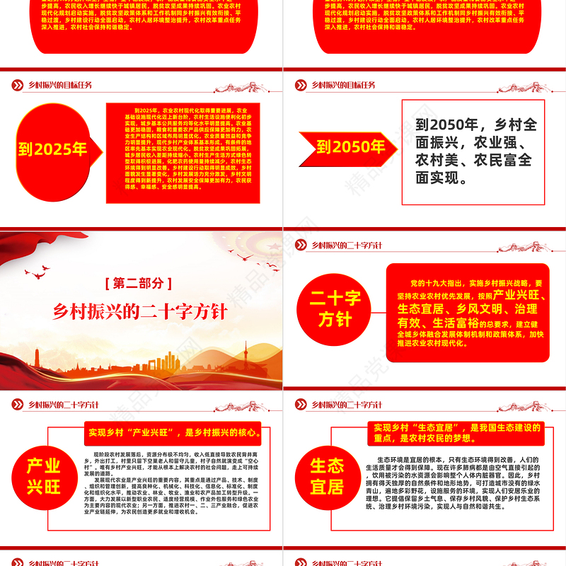 2023实施乡村振兴战略PPT党建引领乡村振兴建设美丽新农村党课模板