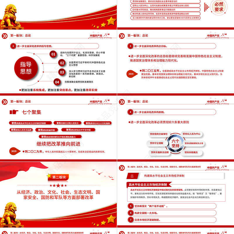 简洁风60条要点速览二十届三中全会《决定》PPT党员学习三中全会精神党课下载