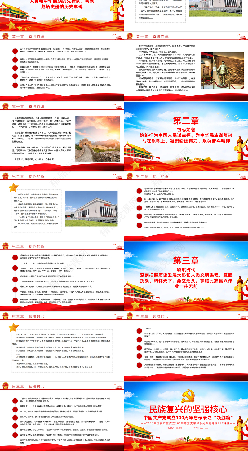 民族复兴的坚强核心PPT中国共产党成立100周年启示录之“领航篇”党课课件