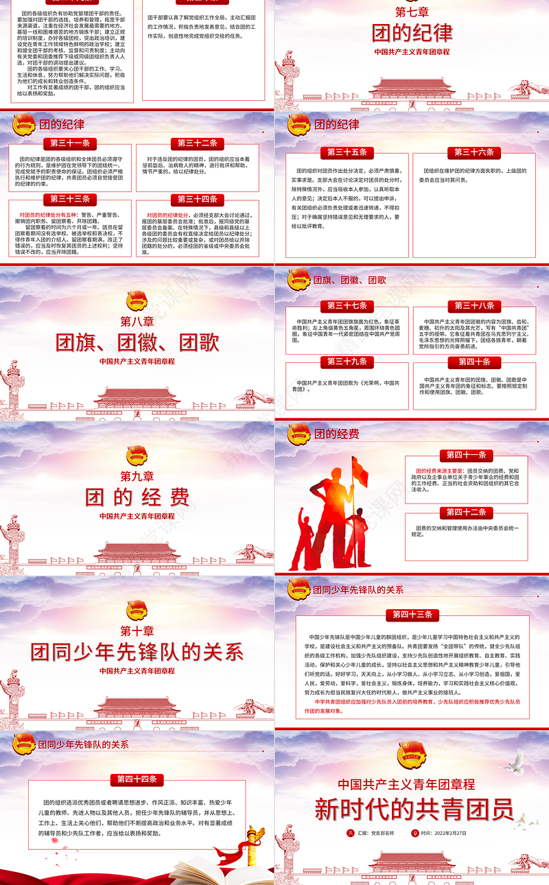 新时代的共青团员PPT深入学习中国共产主义青年团章程专题课件模板