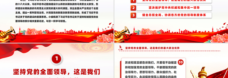 大气简洁坚持和加强党的全面领导总书记重要论述PPT课件