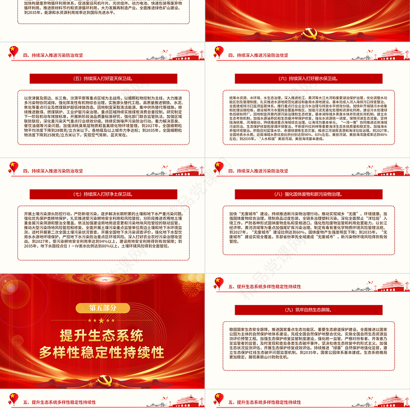 美丽中国建设PPT大气精美加快推进人与自然和谐共生的现代化党课