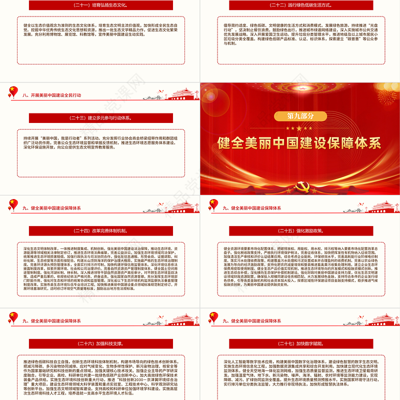 美丽中国建设PPT大气精美加快推进人与自然和谐共生的现代化党课