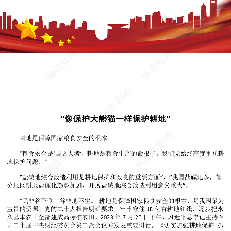 “像保护大熊猫一样保护耕地”汇报材料