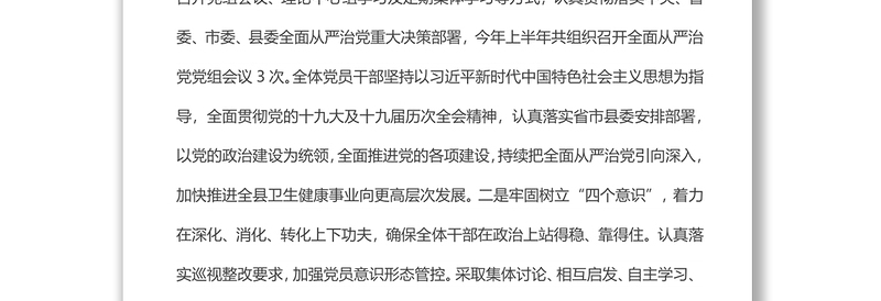 xx局党组上半年落实全面从严治党主体责任工作总结汇报