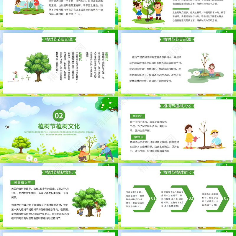 2024植树节PPT绿色清新三月十二日关爱地球保护地球模板课件