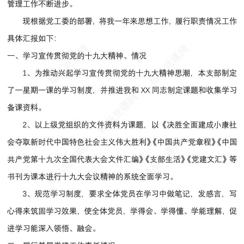 年党支部书记述职报告