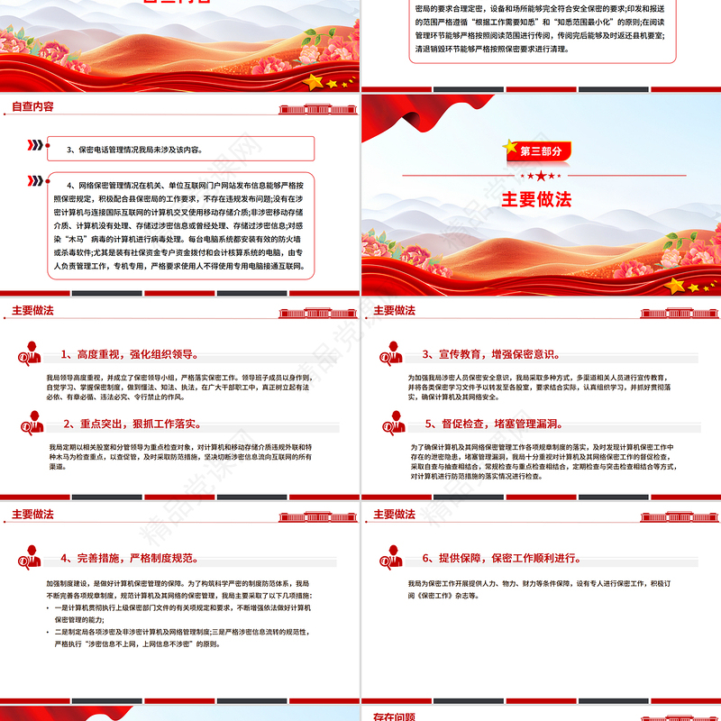 简洁大气某局保密工作自查自评报告PPT模板下载