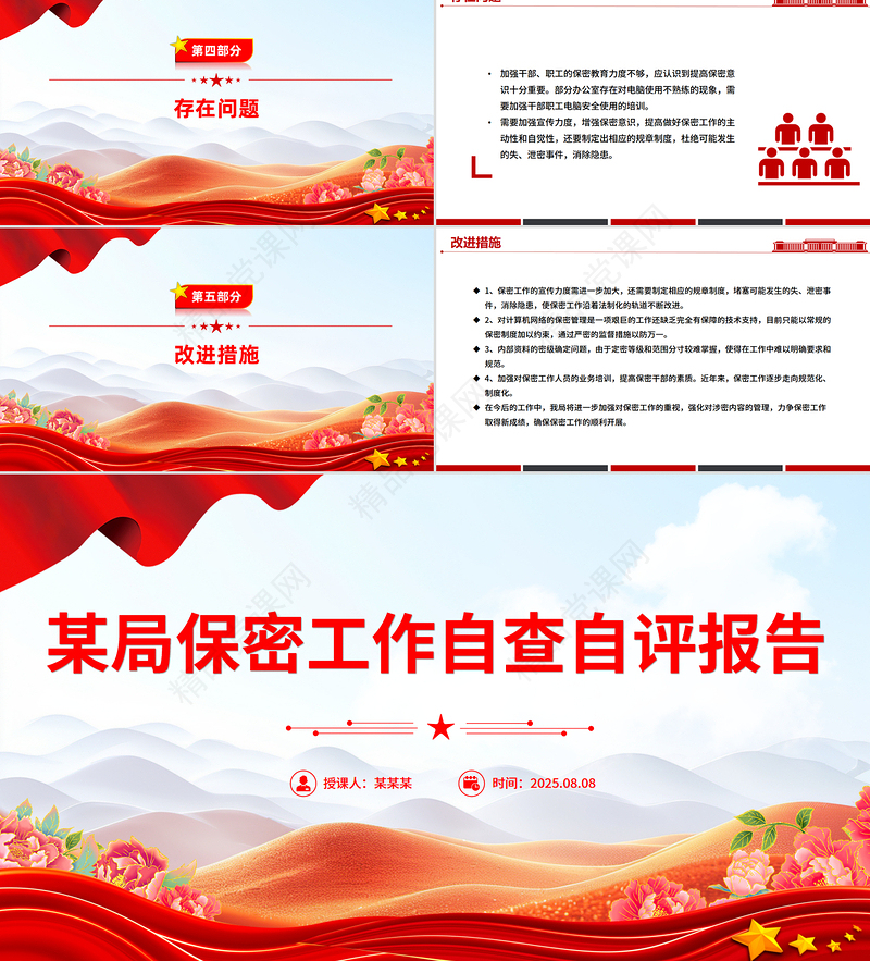 简洁大气某局保密工作自查自评报告PPT模板下载