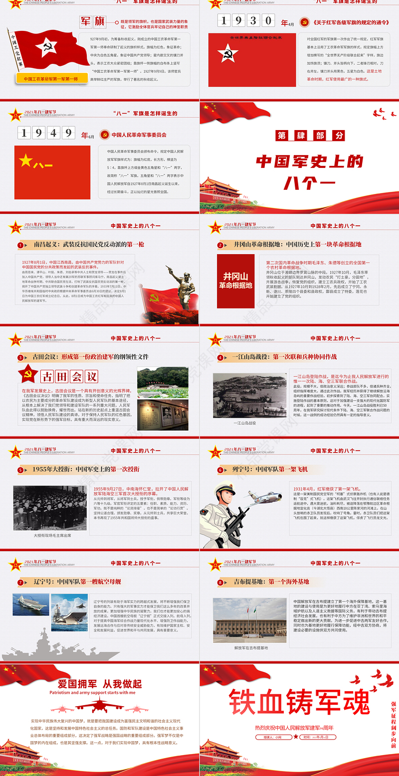 2021铁血铸军魂PPT热烈庆祝中国人民解放军建军94周年军史军魂国防教育爱国教育党课模板