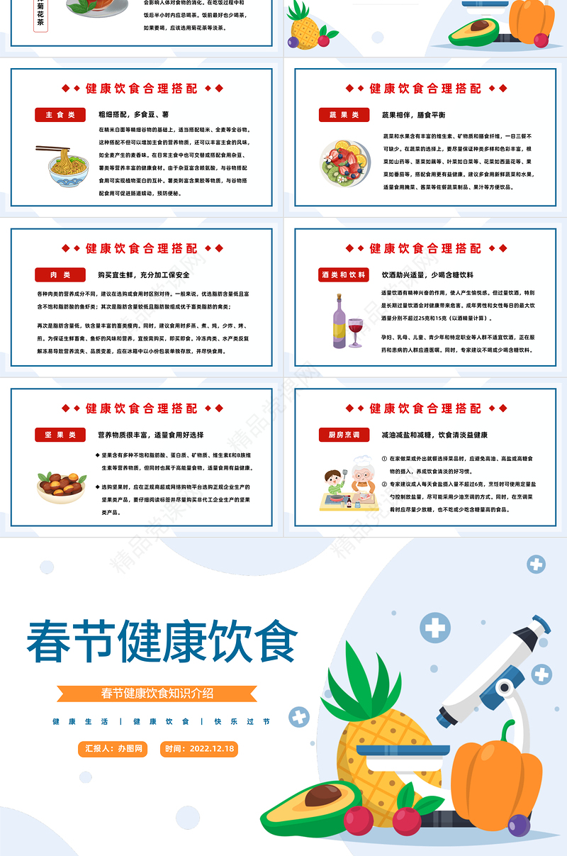 2023春节健康饮食PPT春节健康饮食知识介绍模板课件