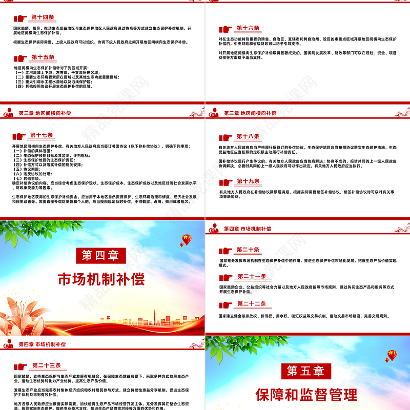 2024《生态保护补偿条例》PPT精美简洁生态文明建设课件模板