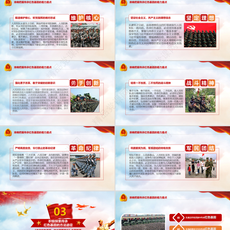 原创传承红色基因担当强军重任教育PPT强军梦-版权可商用