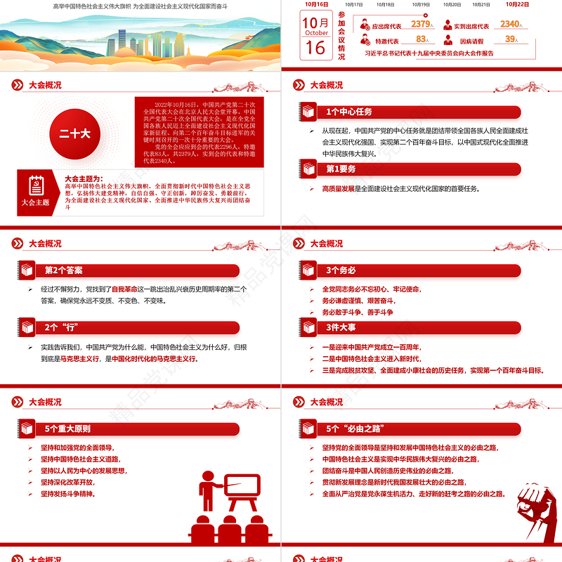 数读二十大报告PPT时尚国潮风党的20大报告学习解读基层党建专题党课课件