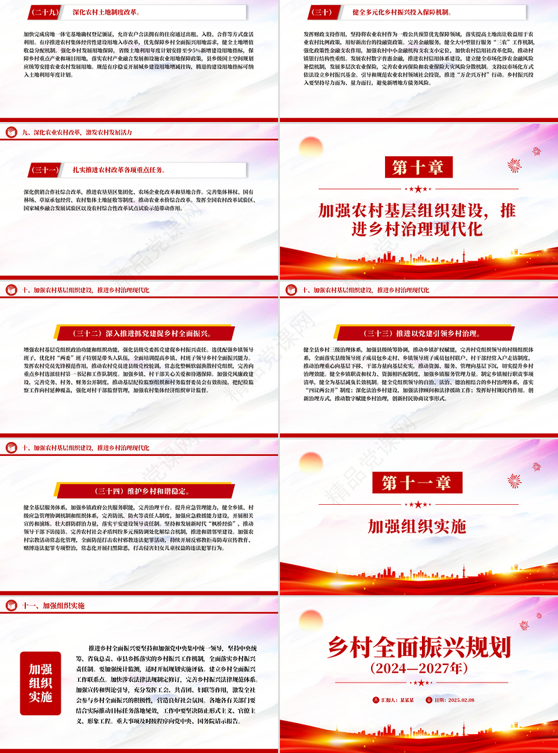 党政风《乡村全面振兴规划（2024—2027年）》PPT课件下载（精品党课）