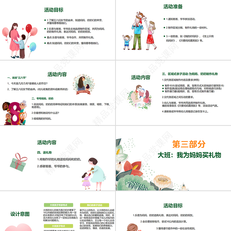 庆祝女神节感恩母亲幼儿园妇女节活动方案PPT模板