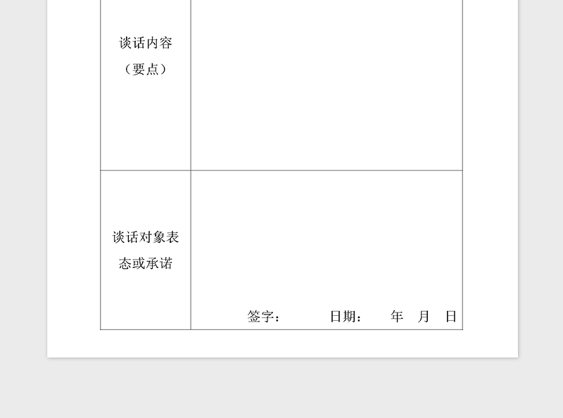 年党风廉政建设谈话记录表