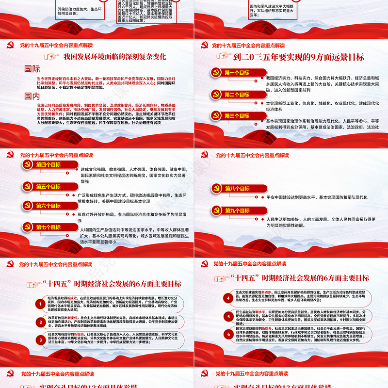 红色党政风中国共产党第十九届五中全会公报解读PPT
