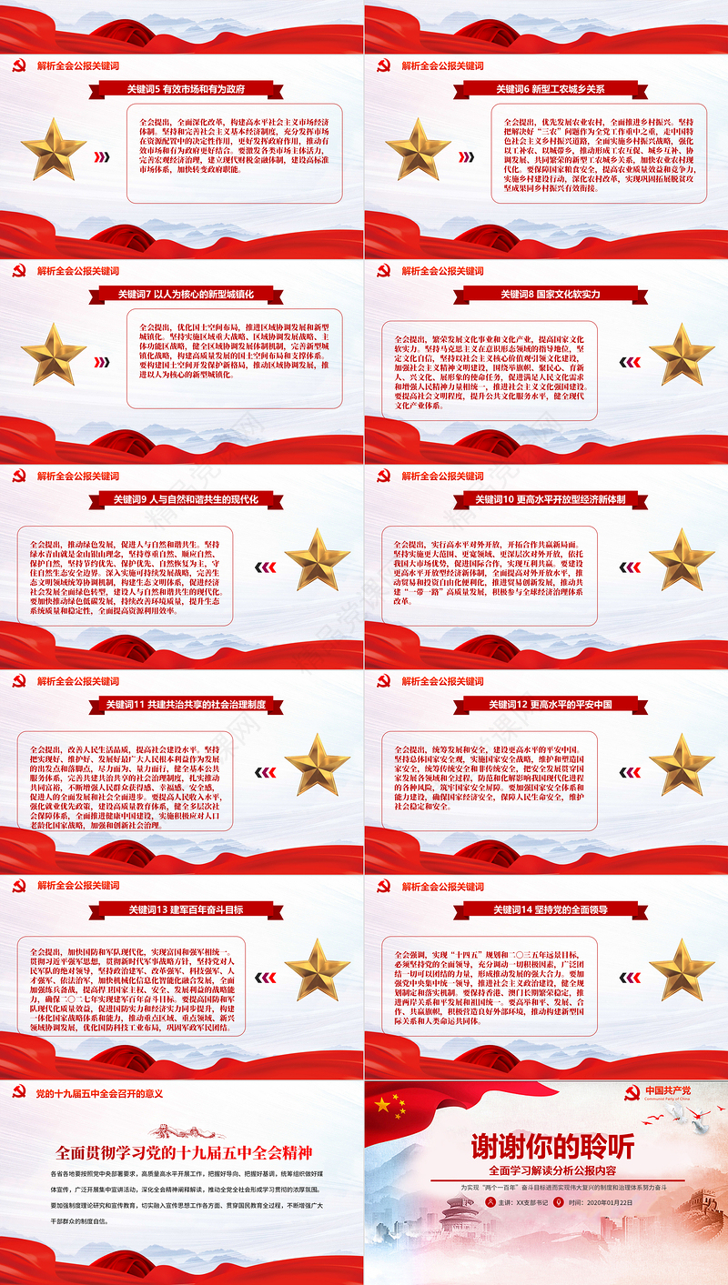 红色党政风中国共产党第十九届五中全会公报解读PPT