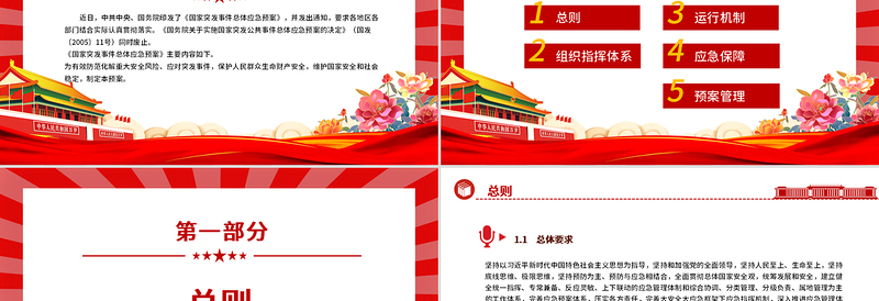 红色简洁《国家突发事件总体应急预案》PPT课件下载