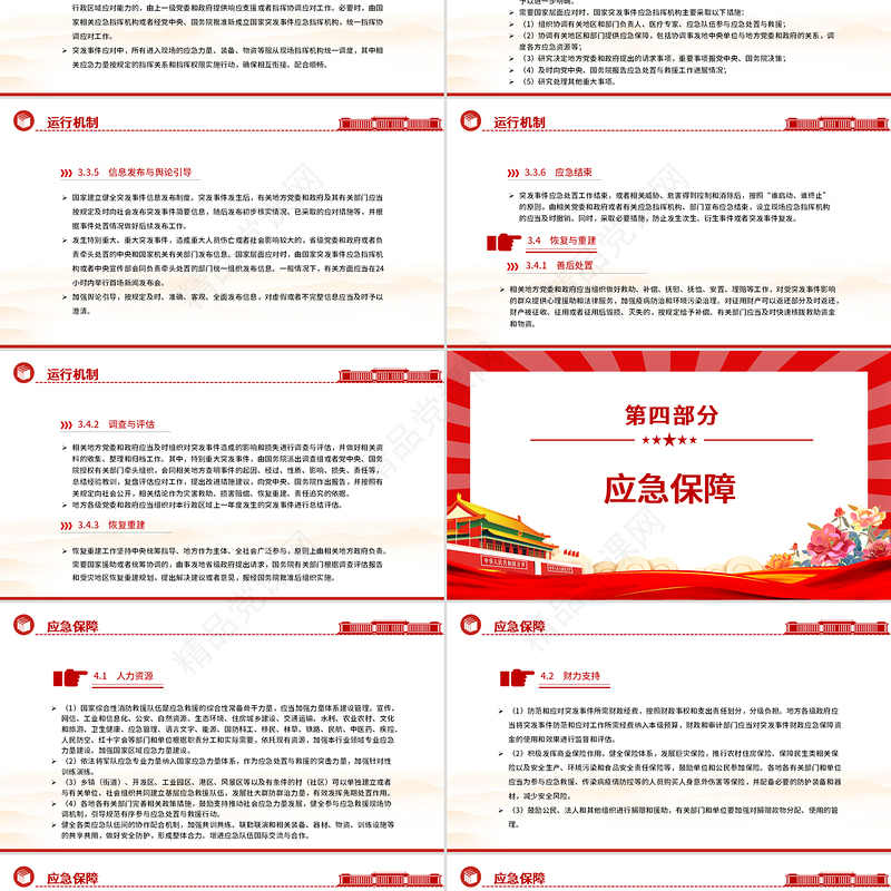 红色简洁《国家突发事件总体应急预案》PPT课件下载