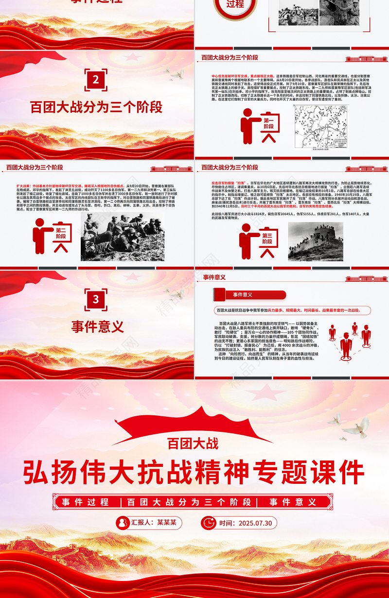 党政风百团大战PPT弘扬伟大抗战精神专题课件