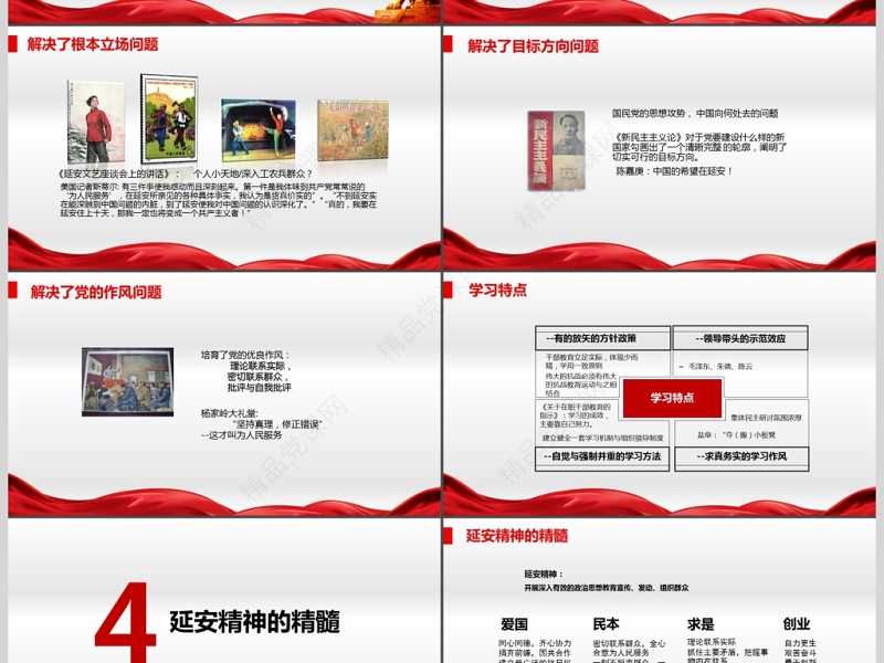 延安精神微党课PPT模板