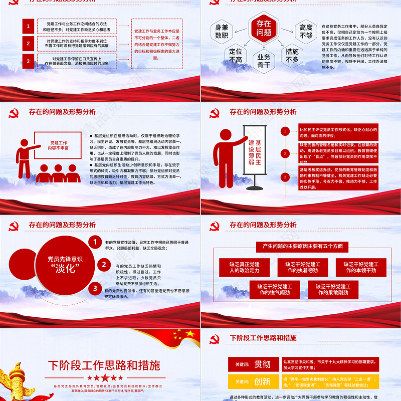 简约大气党政风做时代先锋为党旗增辉党建年终工作述职报告PPT模板