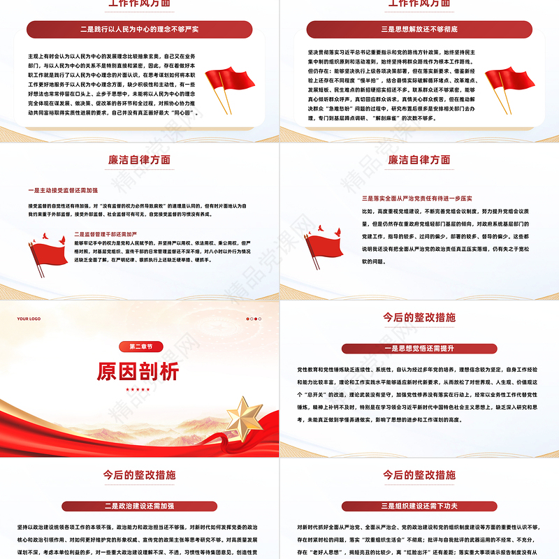 专题组织生活会个人对照检查材料PPT党政风主题教育专题党课课件