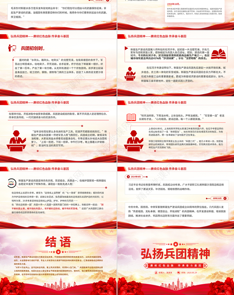 红色党政风弘扬兵团精神PPT赓续红色血脉传承奋斗基因党课课件
