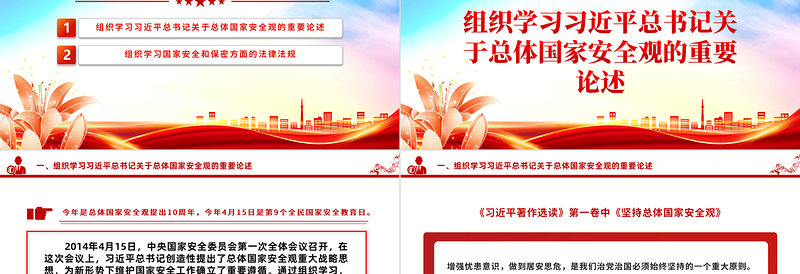 4月份主题党日活动PPT党建风学习总体国家安全观党课课件