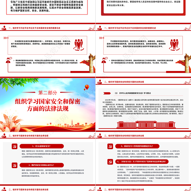 4月份主题党日活动PPT党建风学习总体国家安全观党课课件