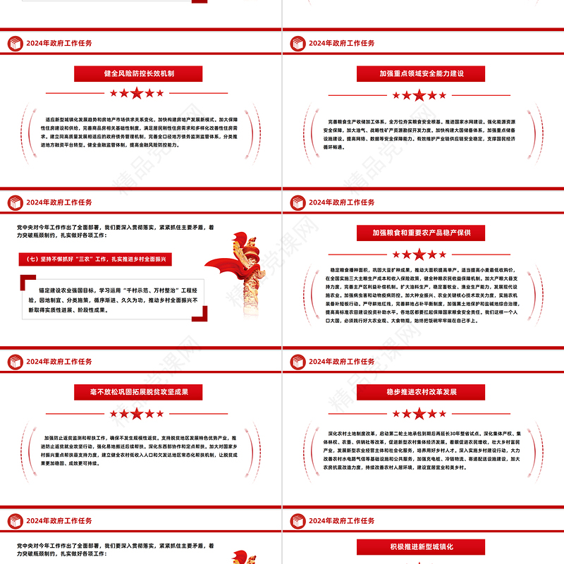 通过50个场景看2024《政府工作报告》全文PPT红色创意全国两会学习微党课课件
