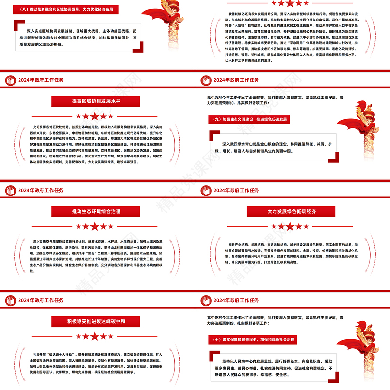 通过50个场景看2024《政府工作报告》全文PPT红色创意全国两会学习微党课课件