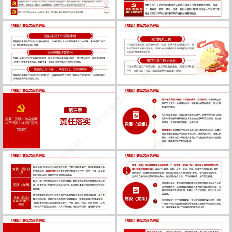  红色党建党政落实全面从严治党主体责任PPT模板