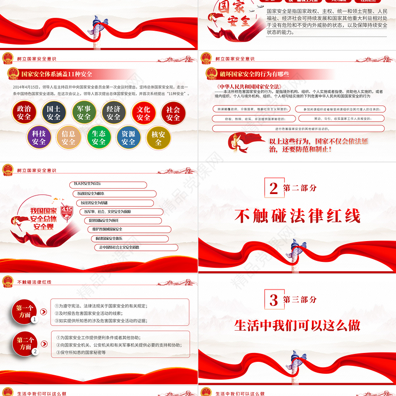 全民国家安全教育日PPT党政风风国家安全人人有责主题班会课件模板