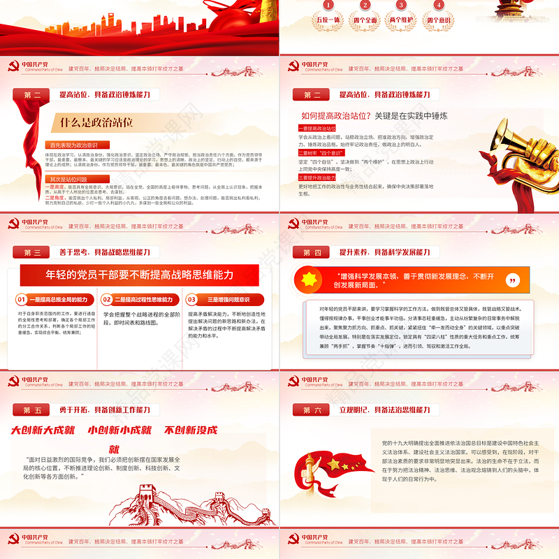 党史学习教育专题党课PPT红色党建风七一建党党员教育培训专题课件模板