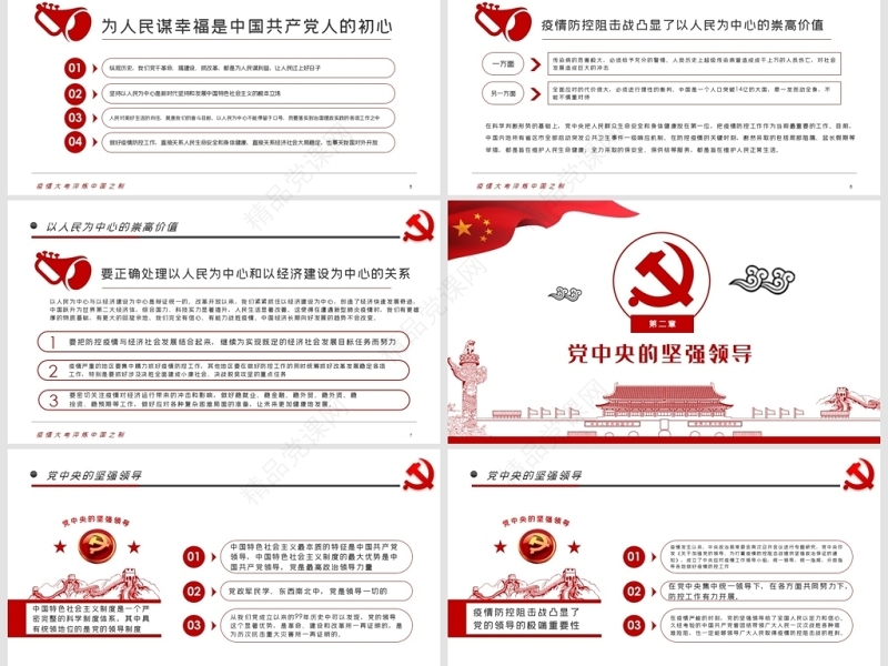 原创疫情大考淬炼中国之制抗击疫情微党课PPT模板