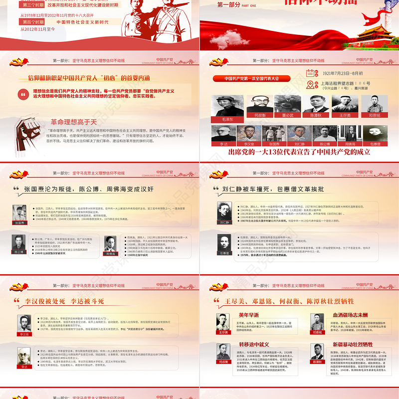 坚定五个不动摇专题党课PPT庆祝建党一百周年专题党课党史学习教育专题辅导模板