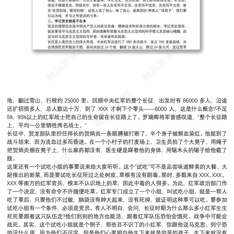 “砥砺奋进 走好高质量发展的长征路”专题党课讲稿范文